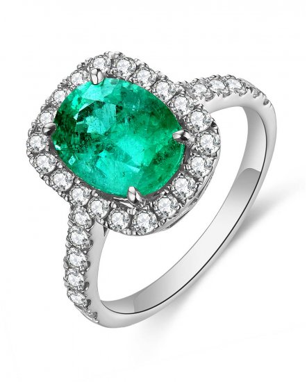 OVAL EMERALD DIAMOND RING (TR4660)