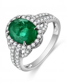 OVAL EMERALD DIAMOND RING (TR4662)