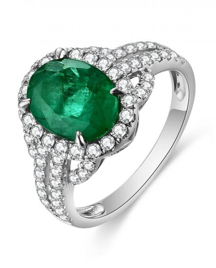 OVAL EMERALD DIAMOND RING (TR4662)