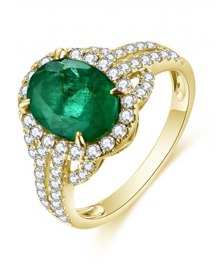 OVAL EMERALD DIAMOND RING (TR4662)