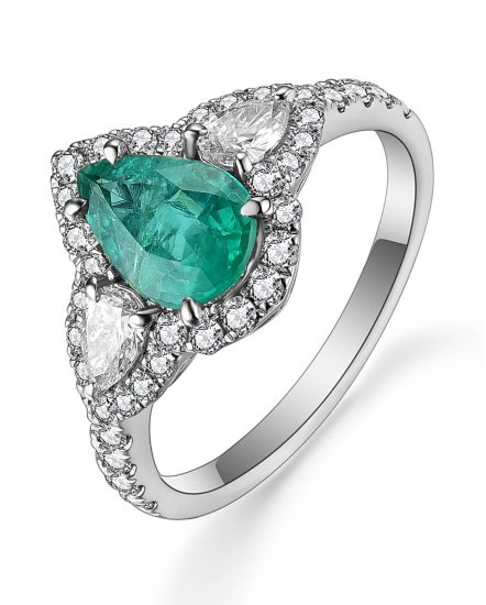 PEAR SHAPE EMERALD DIAMOND RING (TR4665)