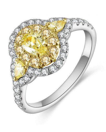 MULTI TONE OVAL DIAMOND ENGAGEMENT RING (TR4671)