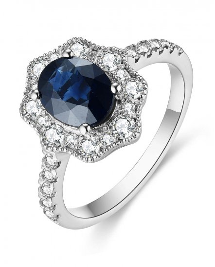 OVAL SAPPHIRE DIAMOND RING (TR4681)
