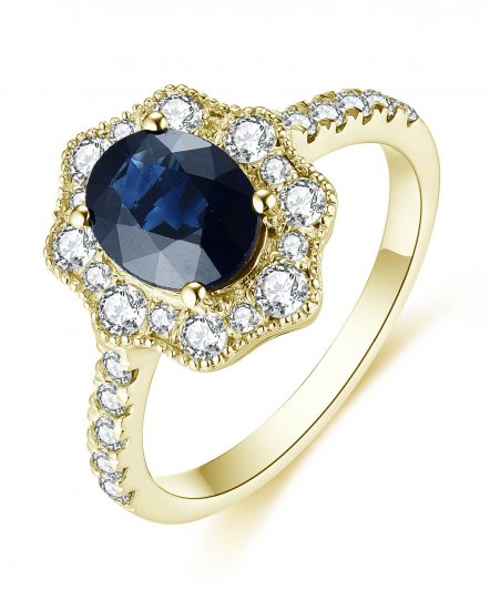 OVAL SAPPHIRE DIAMOND RING (TR4681)