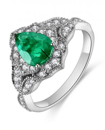 PEAR EMERALD DIAMOND RING (TR4683)