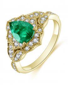 PEAR EMERALD DIAMOND RING (TR4683)
