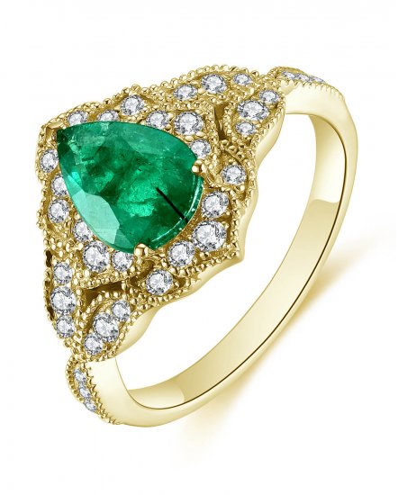 PEAR EMERALD DIAMOND RING (TR4683)