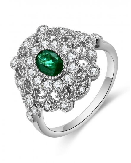 OVAL EMERALD DIAMOND RING (TR4684)