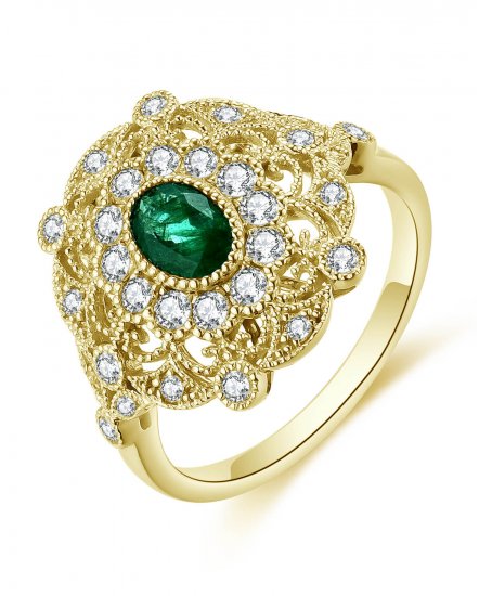 OVAL EMERALD DIAMOND RING (TR4684)