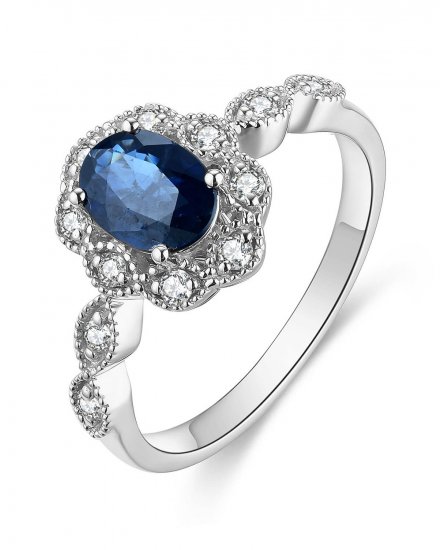 OVAL SAPPHIRE DIAMOND RING (TR4686)