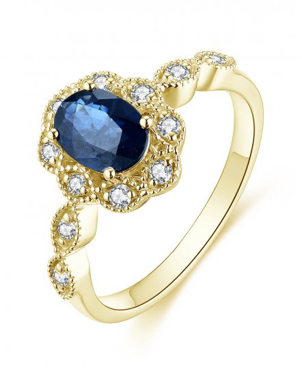 OVAL SAPPHIRE DIAMOND RING (TR4686)