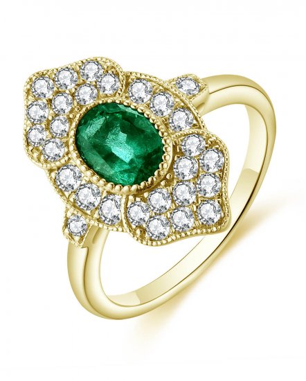 OVAL EMERALD DIAMOND RING (TR4689)