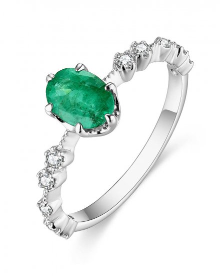 OVAL EMERALD DIAMOND RING (TR4691)