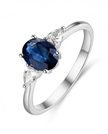 OVAL SAPPHIRE DIAMOND RING (TR4694)