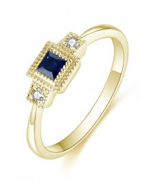 PRINCESS CUT SAPPHIRE DIAMOND RING (TR4696)