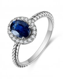 OVAL SAPPHIRE DIAMOND RING (TR4707)