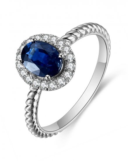 OVAL SAPPHIRE DIAMOND RING (TR4707)