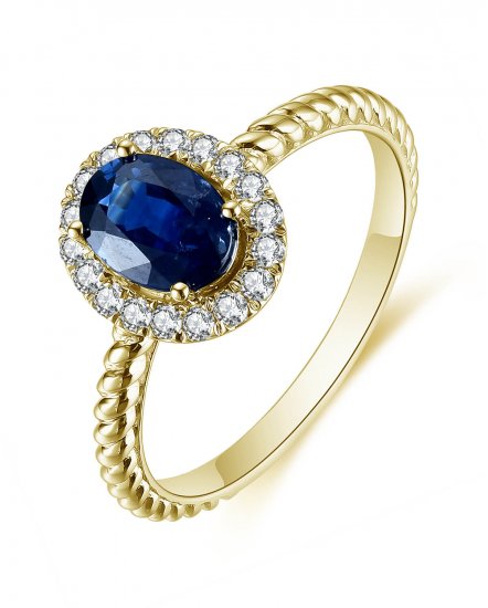 OVAL SAPPHIRE DIAMOND RING (TR4707)