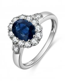 OVAL SAPPHIRE DIAMOND RING (TR4715)