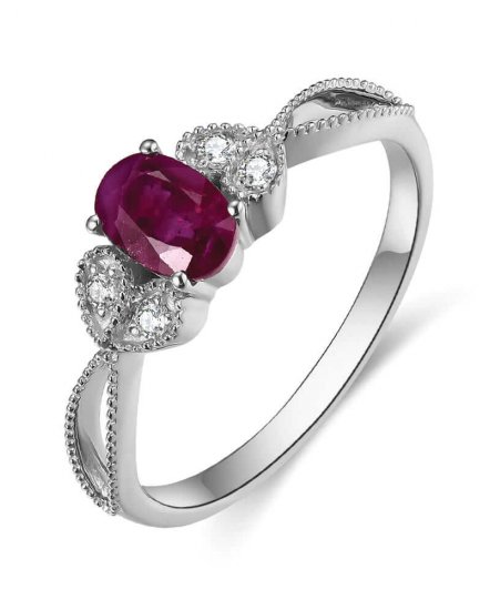 OVAL RUBY DIAMOND RING (TR4717)