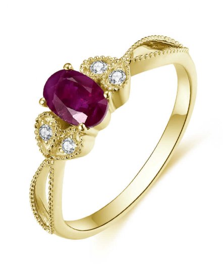 OVAL RUBY DIAMOND RING (TR4717)
