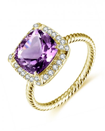 CUSHION AMETHYST DIAMOND RING (TR4741)