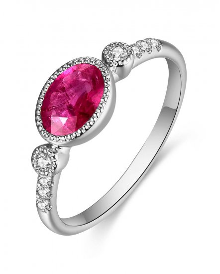 OVAL RUBY DIAMOND RING (TR4744)
