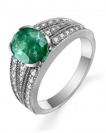 OVAL EMERALD DIAMOND RING (TR4755)