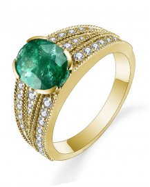 OVAL EMERALD DIAMOND RING (TR4755)