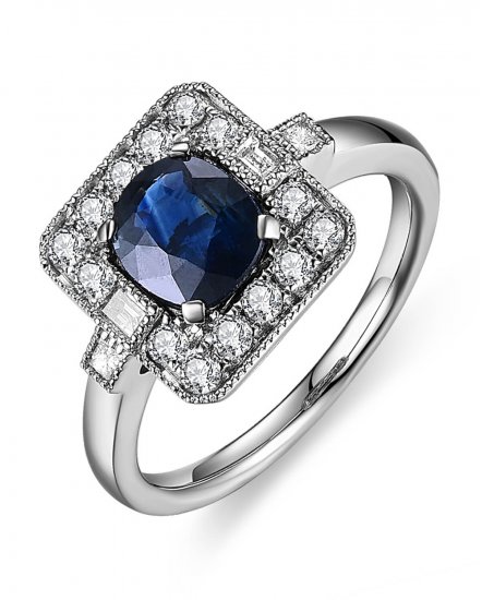 OVAL SAPPHIRE DIAMOND RING (TR4763)
