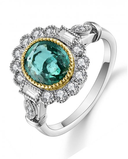 OVAL EMERALD DIAMOND RING (TR4824)