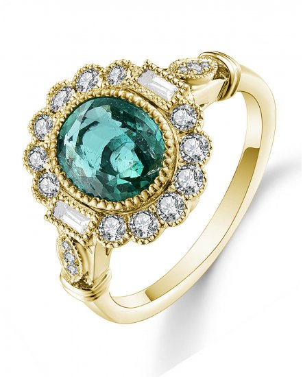 OVAL EMERALD DIAMOND RING (TR4824)