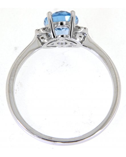 OVAL SWISS BLUE TOPAZ DIAMOND RING (TR4831)