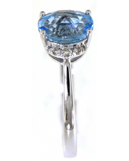 OVAL SWISS BLUE TOPAZ DIAMOND RING (TR4831)