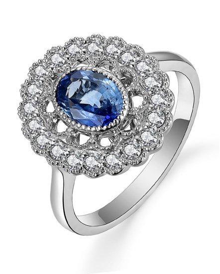 OVAL SAPPHIRE DIAMOND RING (TR4836)