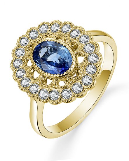 OVAL SAPPHIRE DIAMOND RING (TR4836)