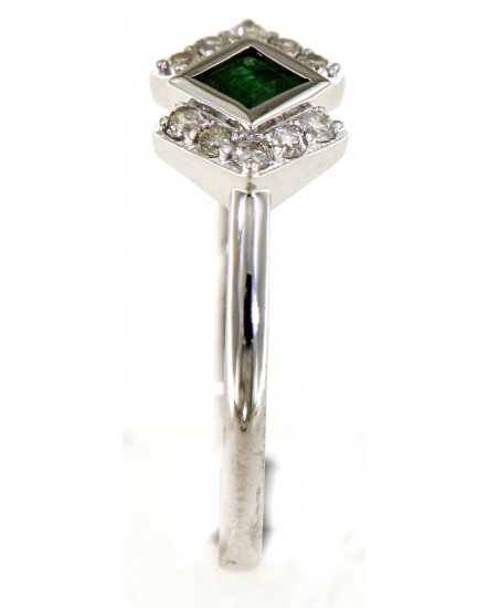 PRINCESS CUT EMERALD DIAMOND RING (TR4874)