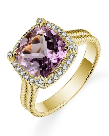CUSHION AMETHYST DIAMOND RING (TR4923)