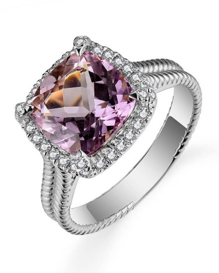 CUSHION AMETHYST DIAMOND RING (TR4923)