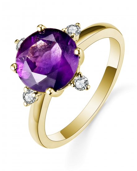 ROUND AMETHYST DIAMOND RING (TR4956)