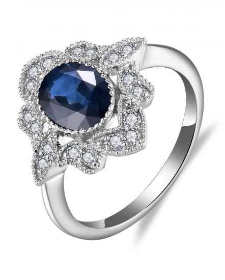 OVAL SAPPHIRE DIAMOND RING (TR4963)