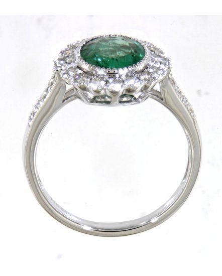 OVAL EMERALD DIAMOND RING (TR4978)