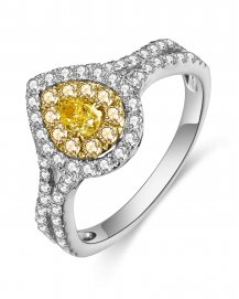 MULTI TONE PEAR DIAMOND ENGAGEMENT RING (TR4980)