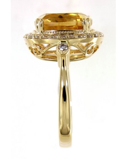 CUSHION CITRINE DIAMOND RING (TR4985)