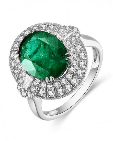 OVAL EMERALD DIAMOND RING (TR4988)