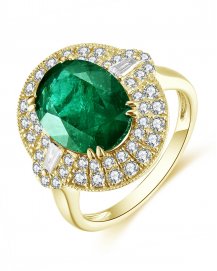 OVAL EMERALD DIAMOND RING (TR4988)