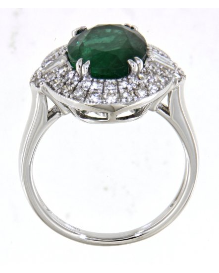 OVAL EMERALD DIAMOND RING (TR4988)