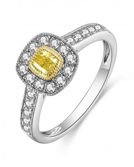 MULTI TONE CUSHION DIAMOND ENGAGEMENT RING (TR4990)