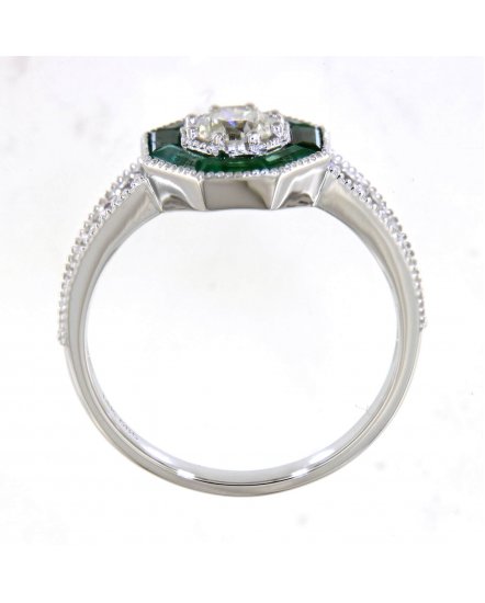 OCTAGON STYLE EMERALD DIAMOND RING (TR4997)