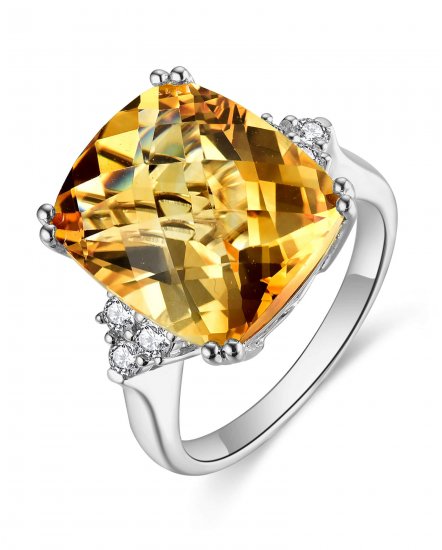 CUSHION CITRINE DIAMOND RING (TR5012)